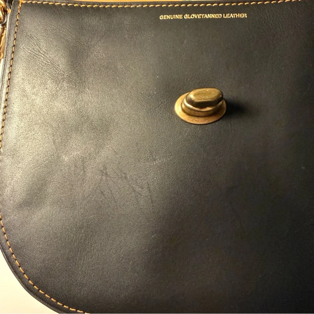 COACH 1941 Turnlock Saddle Crossbody Bag in Black Leather & Metal Braided Strap - Picture 8 of 14